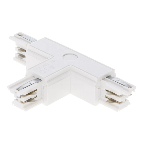 T-connector rechts-2 voor 3-fase rail in wit