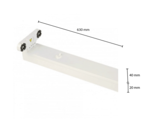 Wit dubbel IP22 armatuur voor twee T8 LED TL-buizen van 60 cm