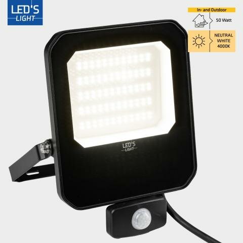 LED floodlight met sensor 50W 4000K 7000lm IP65 Zwart - Afbeelding 4