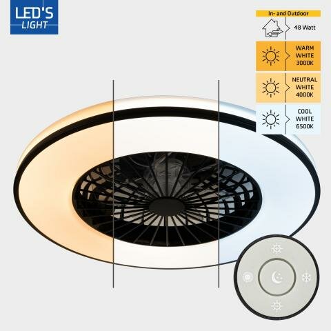 Ceiling fan with LED lighting | 51 cm | Remote control