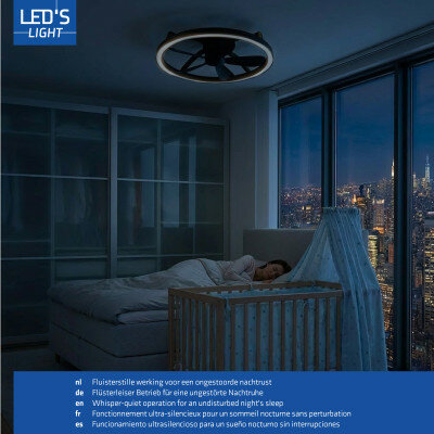 Plafondlamp met ventilator zwart 61cm | Led dimbaar | Met afstandsbediening – Bild 2
