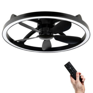Plafondlamp met ventilator zwart 61cm - Led dimbaar - Met afstandsbediening