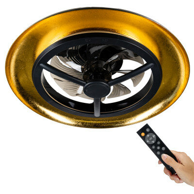 Plafondlamp met ventilator zwart goud 55cm | Led dimbaar | Met afstandsbediening - Afbeelding 2