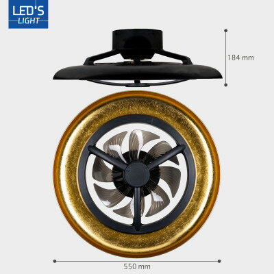 Plafondlamp met ventilator zwart goud 55cm | Led dimbaar | Met afstandsbediening - Afbeelding 4