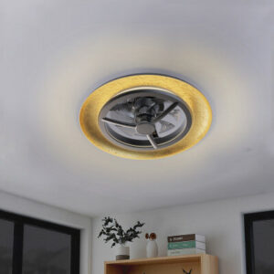 Plafondlamp met ventilator zwart goud 55cm - Led dimbaar - Met afstandsbediening