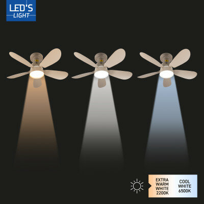 Plafondlamp met ventilator taupe 53cm | Led dimbaar | Met afstandsbediening - Afbeelding 2