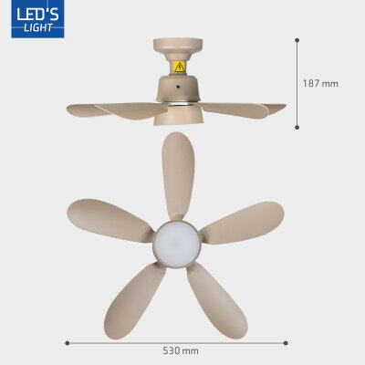 Plafondlamp met ventilator taupe 53cm | Led dimbaar | Met afstandsbediening - Afbeelding 4