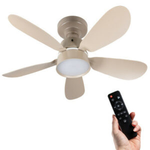 Plafondlamp met ventilator taupe 53cm - Led dimbaar - Met afstandsbediening