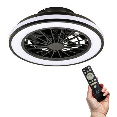 Plafondlamp met ventilator zwart 38cm - Led dimbaar - Met afstandsbediening