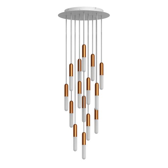 Hanglamp met 15 pendels en lichtbronnen koper met lamp – Made in Italy
