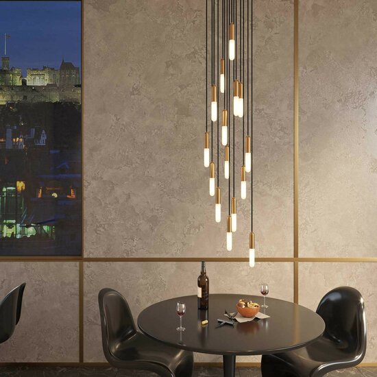 Hanglamp met 15 pendels en lichtbronnen messing – Made in Italy - Image 3