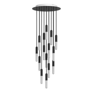 Hanglamp met 15 pendels en lichtbronnen zwart met lamp – Made in Italy