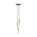 Hanglamp met 3 pendels en lichtbronnen messing met lamp – Made in Italy