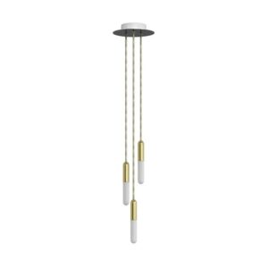 Hanglamp met 3 pendels en lichtbronnen messing met lamp – Made in Italy