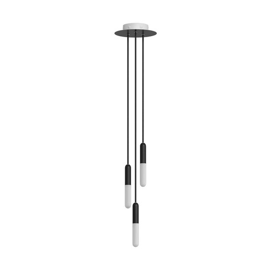 Hanglamp met 3 pendels en lichtbronnen zwart met lamp – Made in Italy