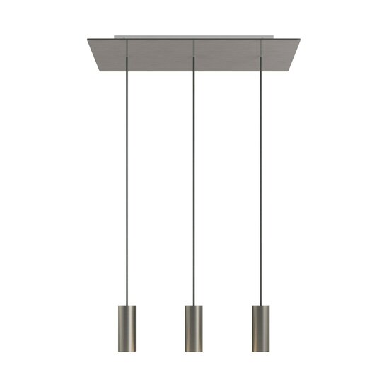 Creative-Cables Rose-One Pendelleuchte | 3 stahlfarbene Tub-E14-Spots | Inklusive LED