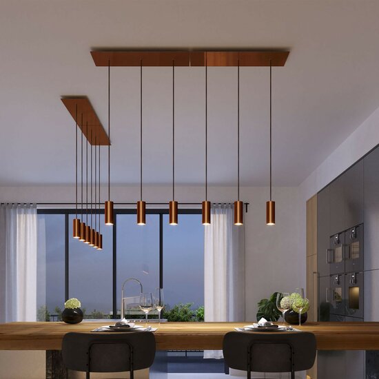 Hanglamp met 3 pendels en metalen kap Satijnkoper-Dibond – Bild 3