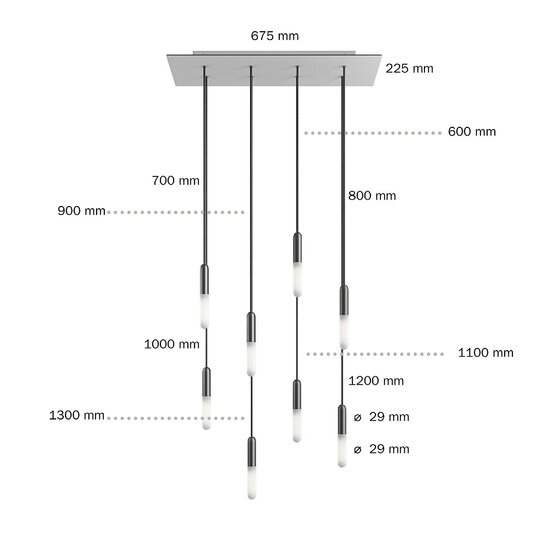 Hanglamp met 8 pendels en metalen afwerking Satijnkoper Dibond – Bild 2