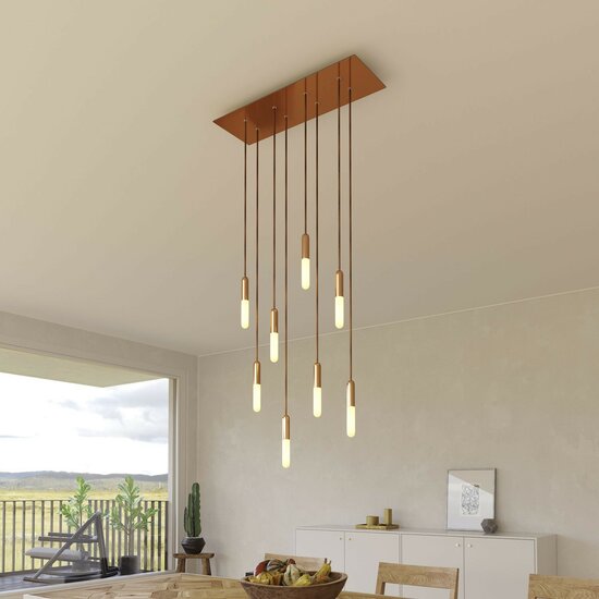 Hanglamp met 8 pendels en metalen afwerking Satijnkoper Dibond – Bild 3