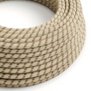 schorsbruin|beige Creative-Cables textielsnoer met gestreept patroon