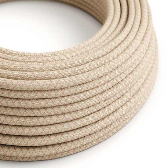 oudroze|beige Creative-Cables textielsnoer met diamant patroon