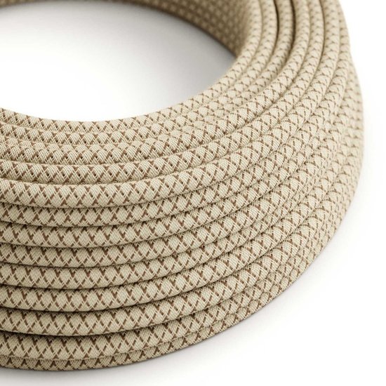 schorsbruin|beige Creative-Cables textielsnoer met diamant patroon
