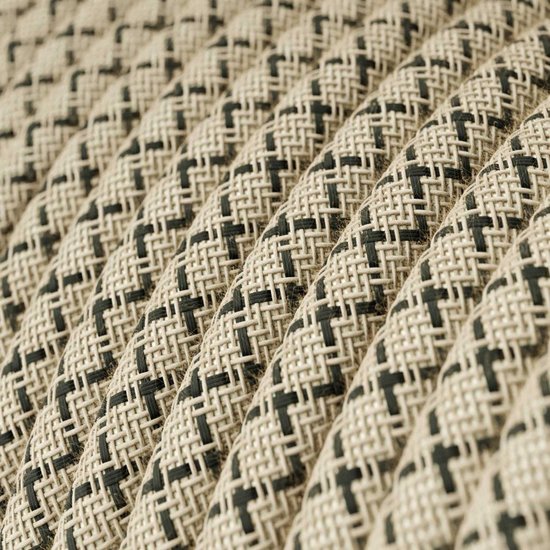 Strijkijzersnoer antraciet-beige diamant linnen/katoen | 10 cm - Afbeelding 2