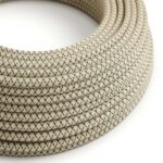 Strijkijzersnoer antraciet-beige diamant linnen/katoen | 10 cm met diamant patroon