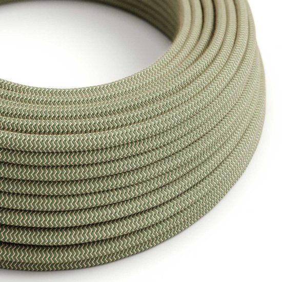 Bügeleisenkabel Thymizingrün (Zickzack) - Leinen / Baumwolle - 10cm