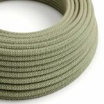 Strijkijzersnoer tijmgroen-beige zigzag linnen/katoen | per meter met zigzag patroon
