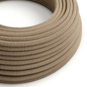 schorsbruin|beige Creative-Cables textielsnoer met zigzag patroon