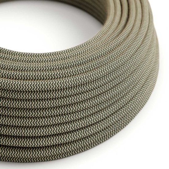 Bügeleisenschnur anthrazit-beige Zickzack Leinen/Baumwolle | 10 cm mit Zickzackmuster