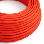fluorescerend rood|oranje Creative-Cables textielsnoer met effen patroon