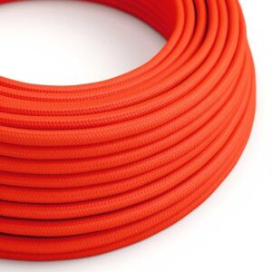 fluorescerend rood|oranje Creative-Cables textielsnoer met effen patroon