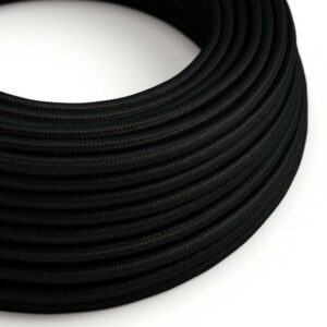 Strijkijzersnoer zwart viscose effen | per meter met effen patroon