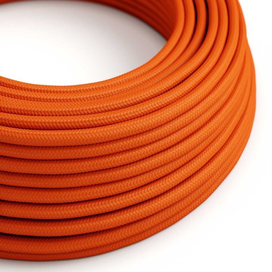 vlamoranje rond Creative-Cables textielsnoer met effen patroon