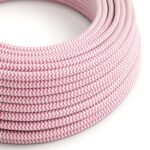 fuchsia roze|optisch wit rond Creative-Cables textielsnoer met zigzag patroon