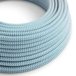 cyaanblauw|optisch wit rond Creative-Cables textielsnoer met zigzag patroon