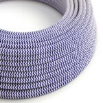 klassiek blauw|optisch wit rond Creative-Cables textielsnoer met zigzag patroon