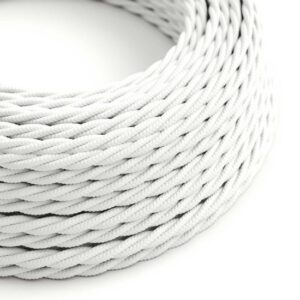 optisch wit Creative-Cables textielsnoer met gevlochten zijde-effect