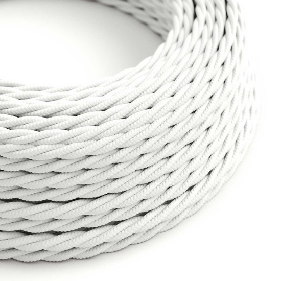 optisch wit Creative-Cables textielsnoer met gevlochten zijde-effect