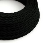 Strijkijzersnoer zwart viscose gevlochten | 10 cm met effen patroon