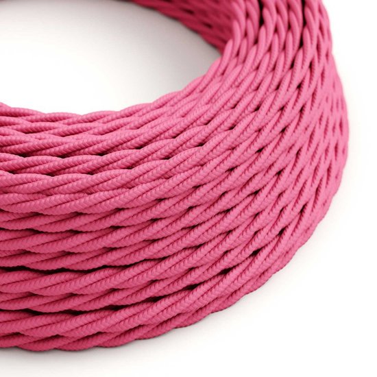 fuchsia roze Creative-Cables textielsnoer met gevlochten zijde-effect