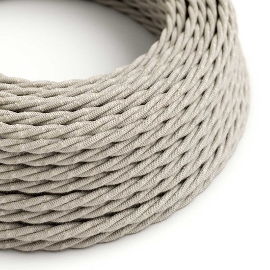 naturel|bruin|grijs Creative-Cables textielsnoer met gevlochten patroon