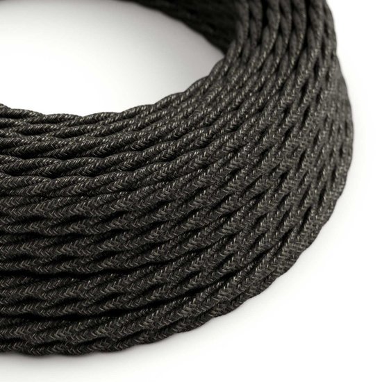 antraciet Creative-Cables textielsnoer met gevlochten patroon
