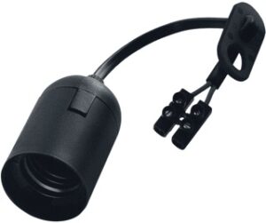 Zwarte Bailey E27-verhuisfitting met kabel en kroonsteen