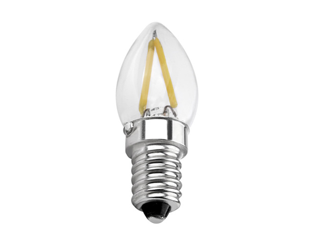 LED filament mini-kaarslamp C7 E14 1W 2200K helder