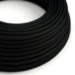 Strijkijzersnoer zwart viscose effen | rol 50 meter met effen patroon