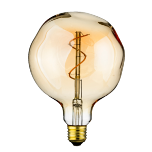 LED filament globelamp G125 gedeukt E27 4W 2200K goud dimbaar