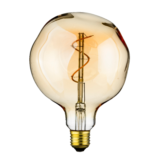 LED filament globelamp G125 gedeukt E27 4W 2200K goud dimbaar